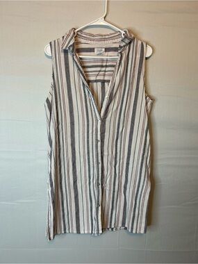 Sigred Olsen Women’s Size Large Sleeved tunic Length Blouse Striped Cotton 76
